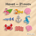 Havet-pakken 21 stk strykemerker – broderte tøymerker