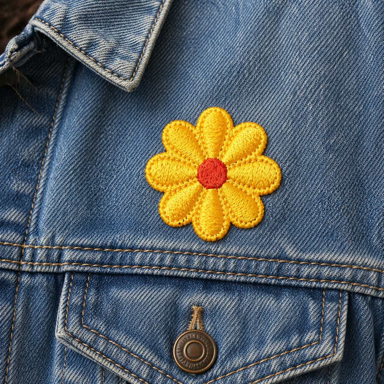 Blomst Gul - Strykbart tøymerke