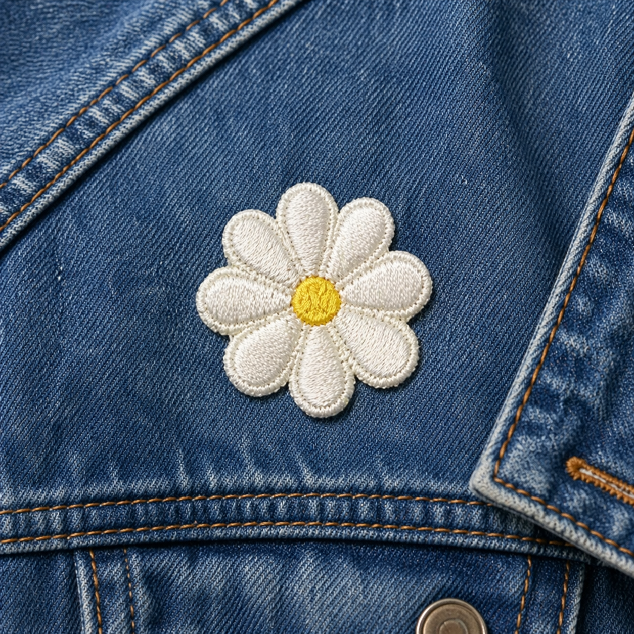 Blomst Hvit - Strykbart tøymerke