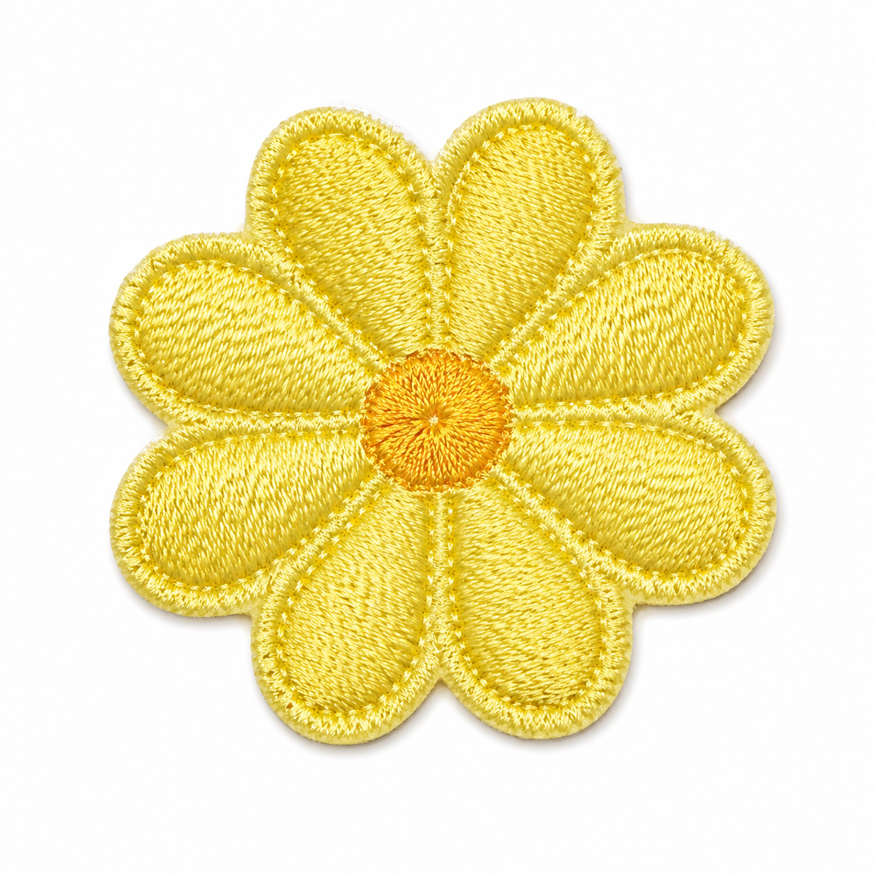 Blomst Solgul - Strykbart tøymerke