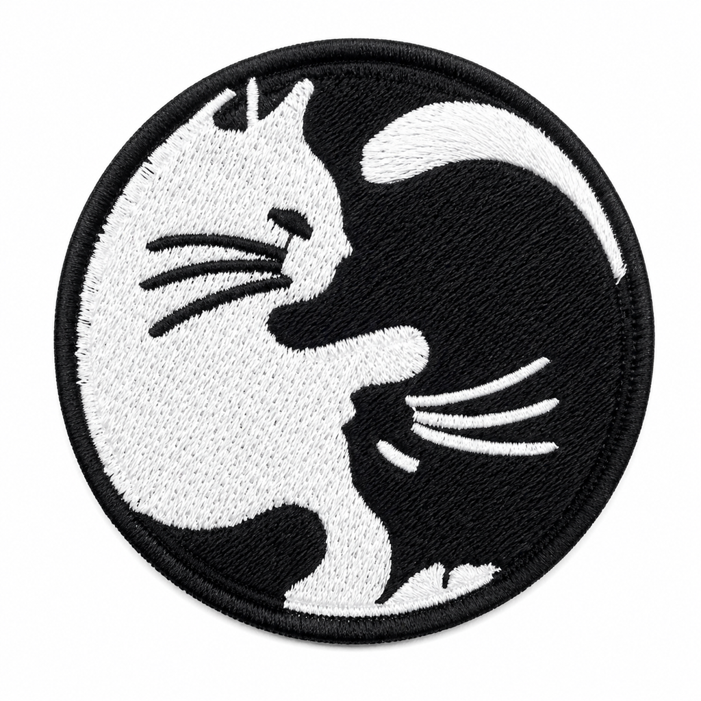 Katt Yin-Yang Svart/Hvit - Strykbart tøymerke