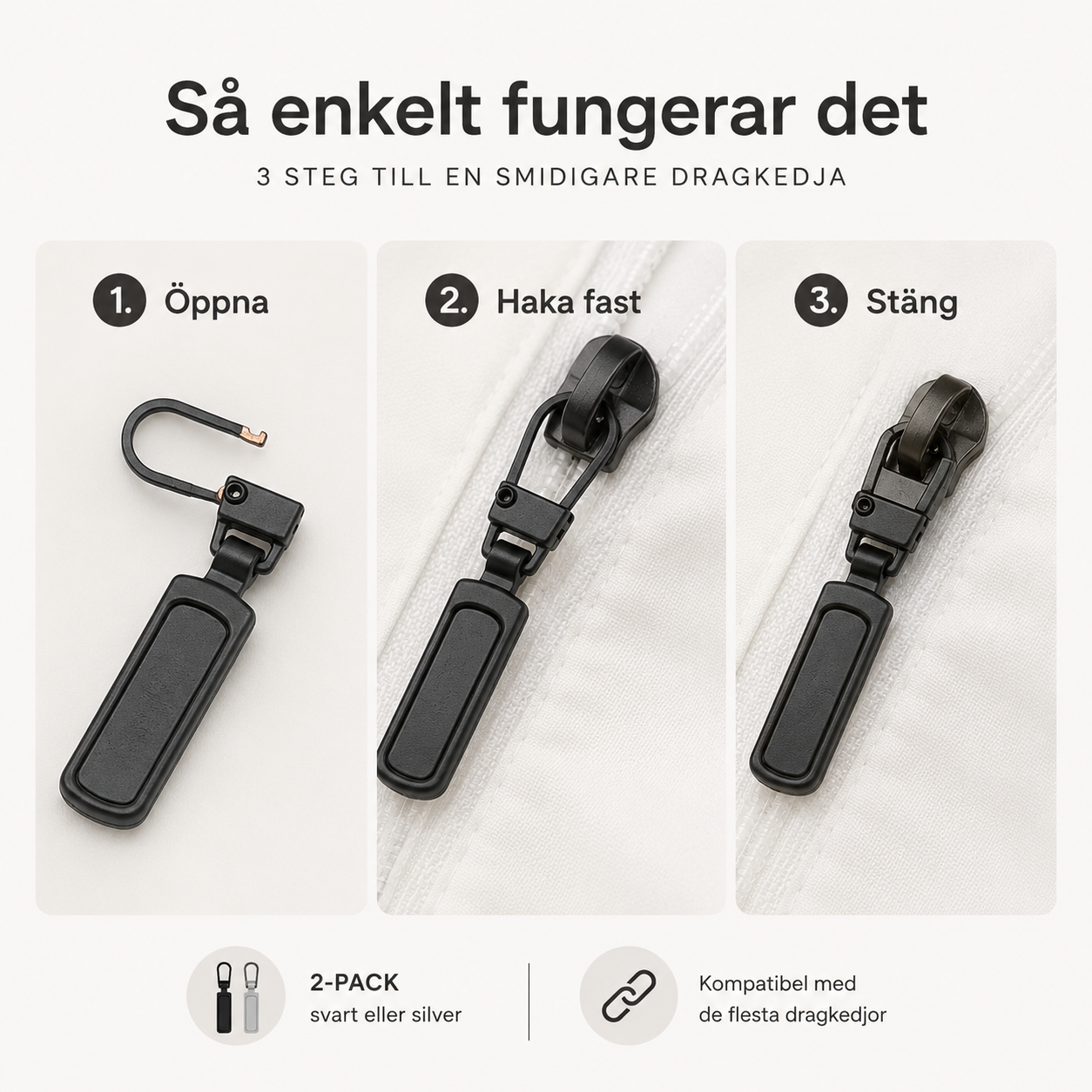 Glidelåshank – reparer ødelagt glidelås på sekunder