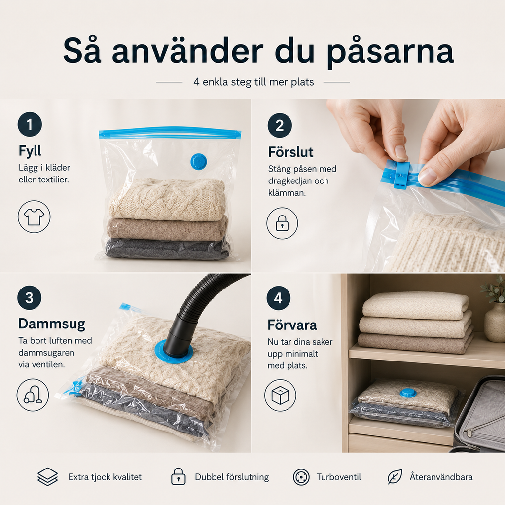Vakuumposer for klær og tekstiler – 50×70 cm, 2-pakk