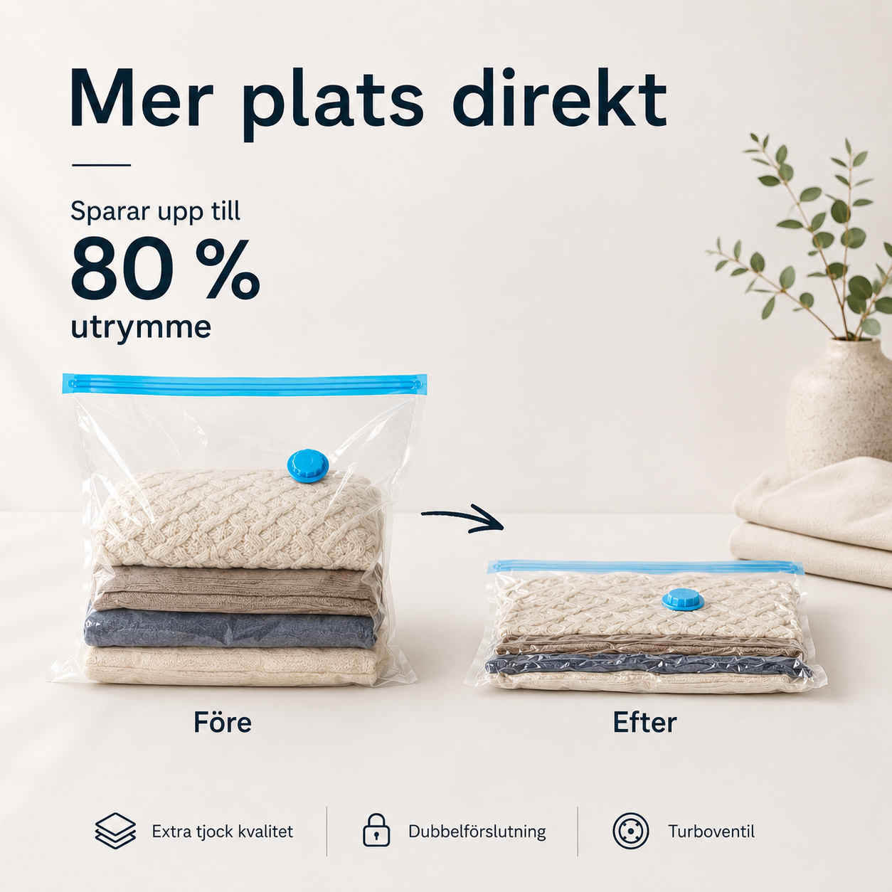 Vakuumposer for klær og tekstiler – 50×70 cm, 2-pakk