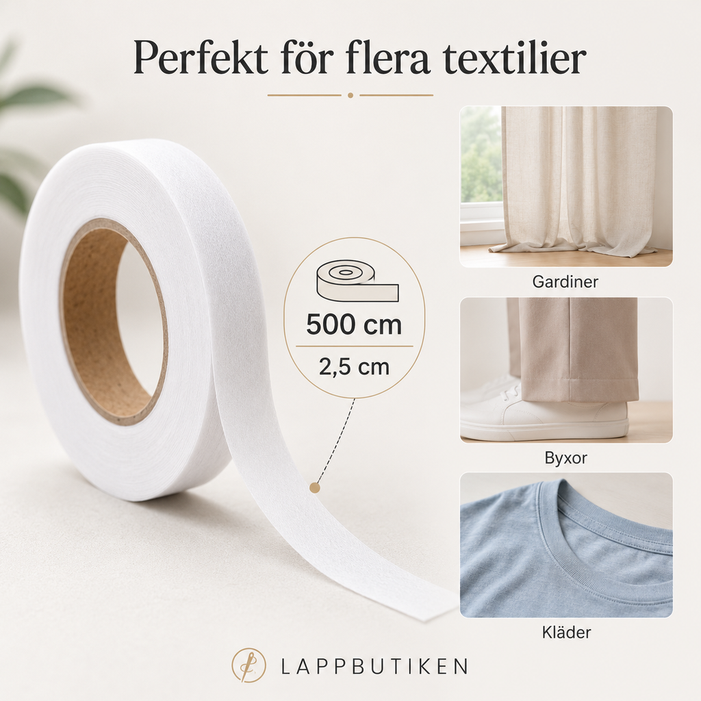 Usynlig oppleggsbånd 5 meter – legg opp gardiner og klær uten sømmer