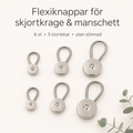 Fleksiknapper 6-pakk – mer plass i krage, mansjett og livvidde