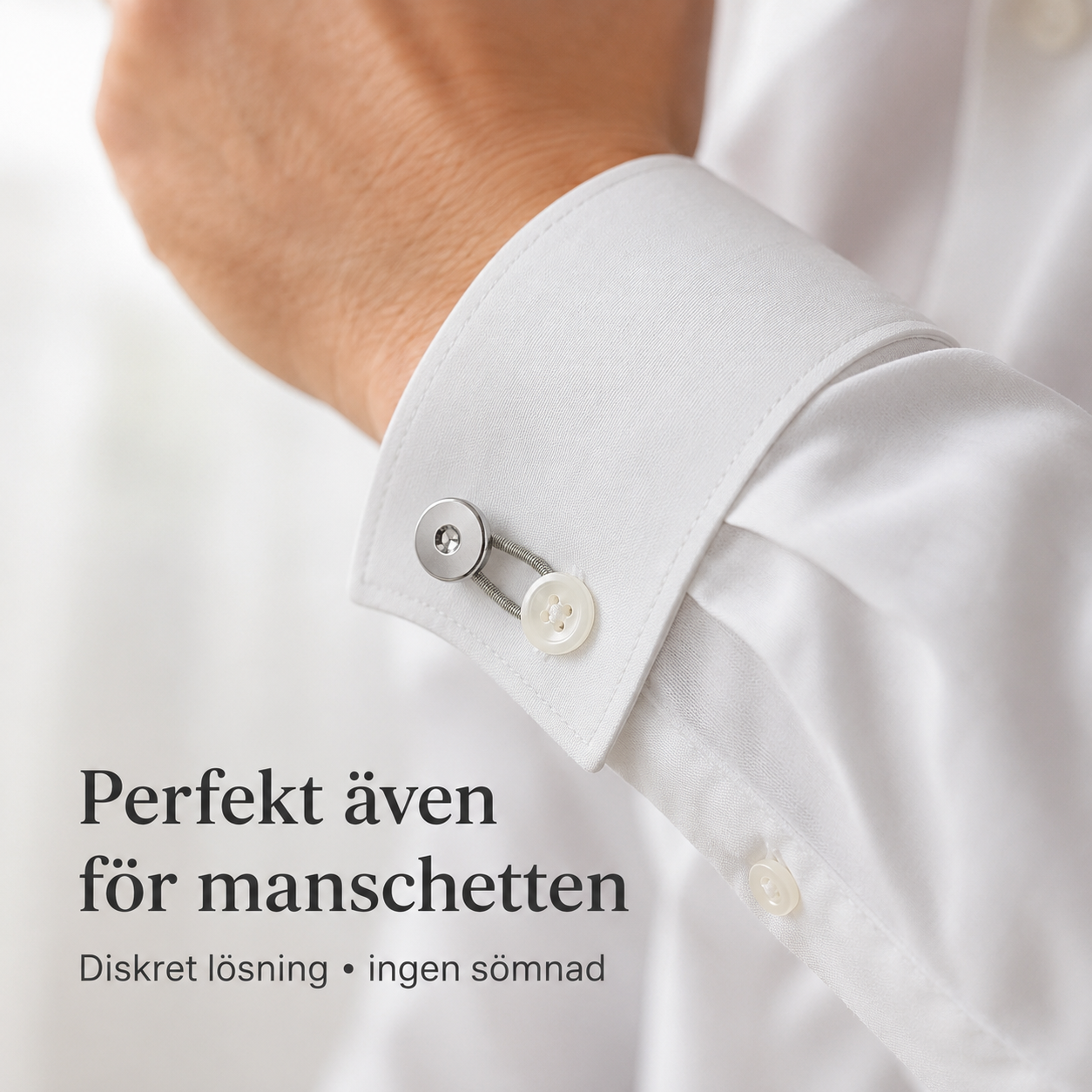 Fleksiknapper 6-pakk – mer plass i krage, mansjett og livvidde